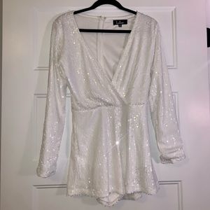 Lulus White Sequin Romper XS